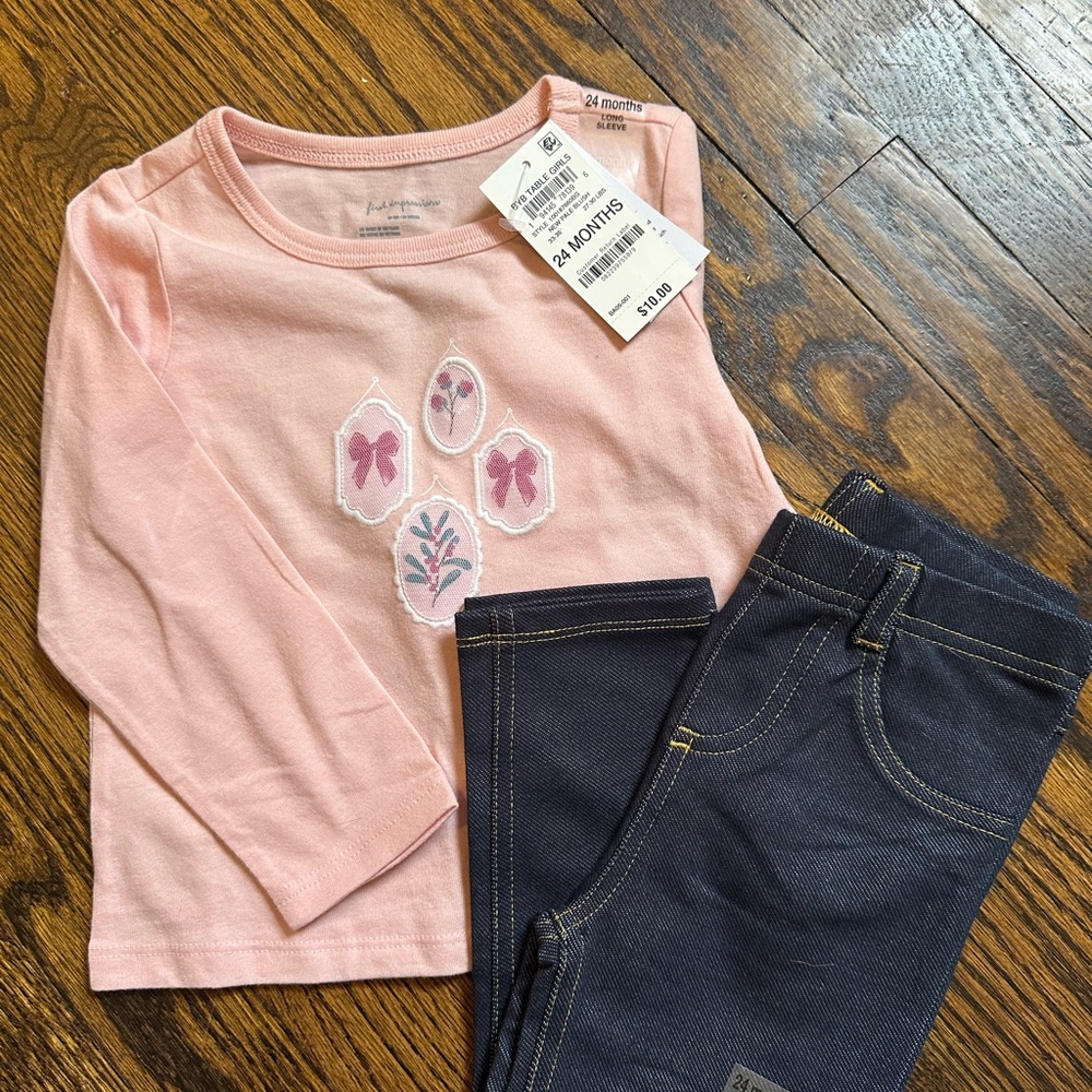 Pink Long Sleeve with legging outfit